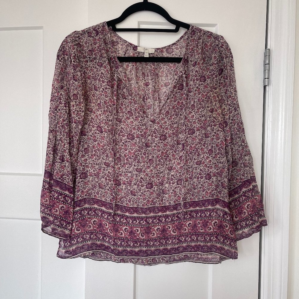 Joie LONG SLEEVE SILK TOP